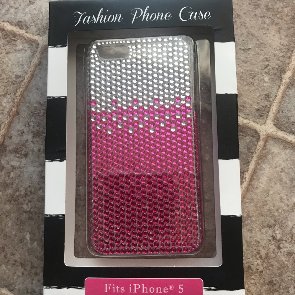 I phone 5 cover pink/wht sparkle PVC